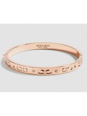 Coach Rose Gold Logo & Crystal Signature Bangle Bracelet